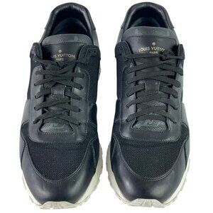 LOUIS VUITTON Black Leather Mesh Monogram Canvas Run Away Sneakers 7.5-8.5US